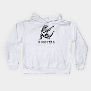 Rockstar dinosaur playing guitar Kids Hoodie